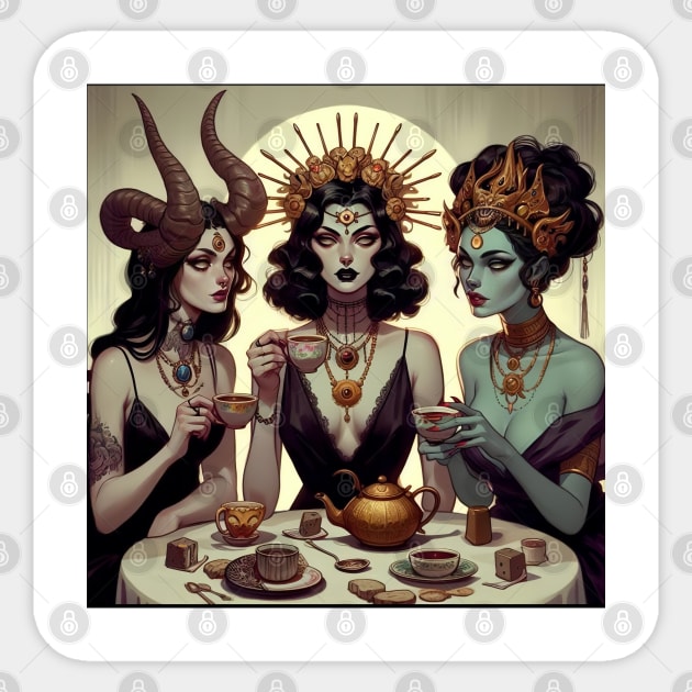 Spilling the Tea-Goddesses Sticker by Delulu Designs